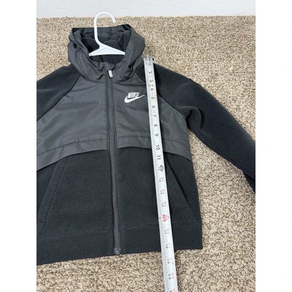 Nike Kids Sherpa Fleece Full Zip Hooded Jacket Black Size 5-6Y